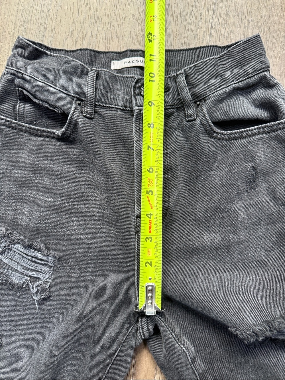 PACSUN Black Denim High Rise Straight Jeans - Distressed - Size 24 - Picture 6 of 13